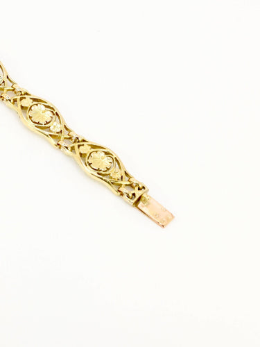 Bracelet Bracelet Art Nouveau or jaune maille feuille de lierre 58 Facettes 1133.2