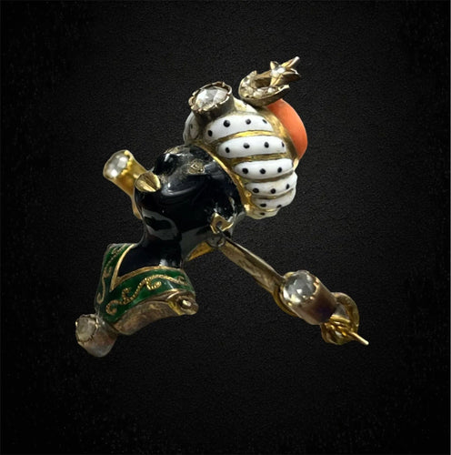 Broche Broche en or et émaux polychromes « Moretto » – Chef-d'œuvre de l'atelier A. Gigante 58 Facettes