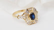 Bague 54 Bague vintage en or jaune, saphir et diamants ovale 58 Facettes 32962