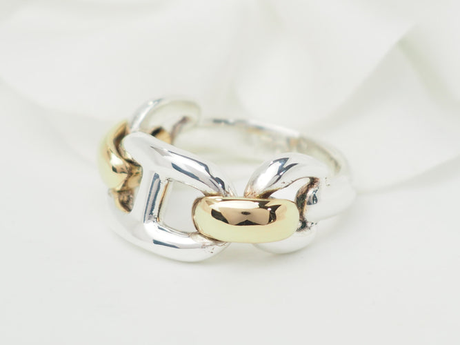 Bague 52 Bague Hermès Chaîne d'Ancre en or et argent 58 Facettes 33489