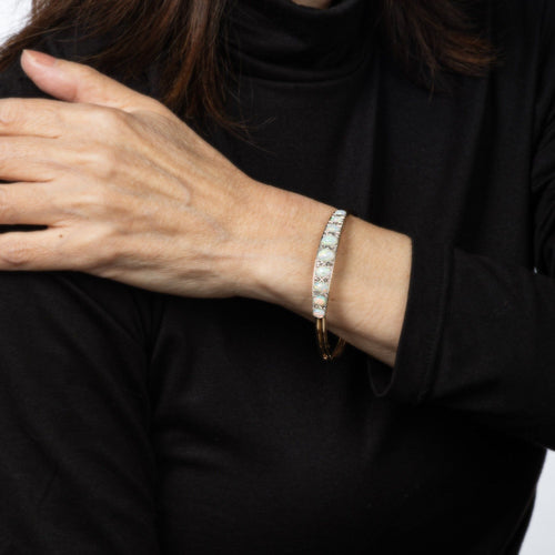 Bracelet Bracelet jonc victorien en or jaune avec opale et diamants 58 Facettes G13988