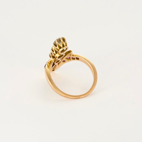 Bague 51 Bague aigrette or jaune, diamants et rubis 58 Facettes LAV1715