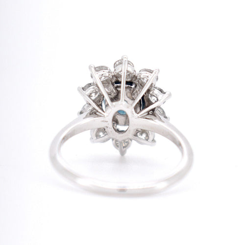 Bague Bague Marguerite Vintage en Or 18 Carats, Saphir Naturel et Diamants 58 Facettes 382