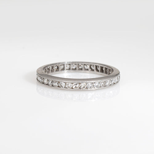 Bague 53.5 Bague de fiançailles en platine avec diamants de style édouardien antique, bijou d'éternité 58 Facettes G13921