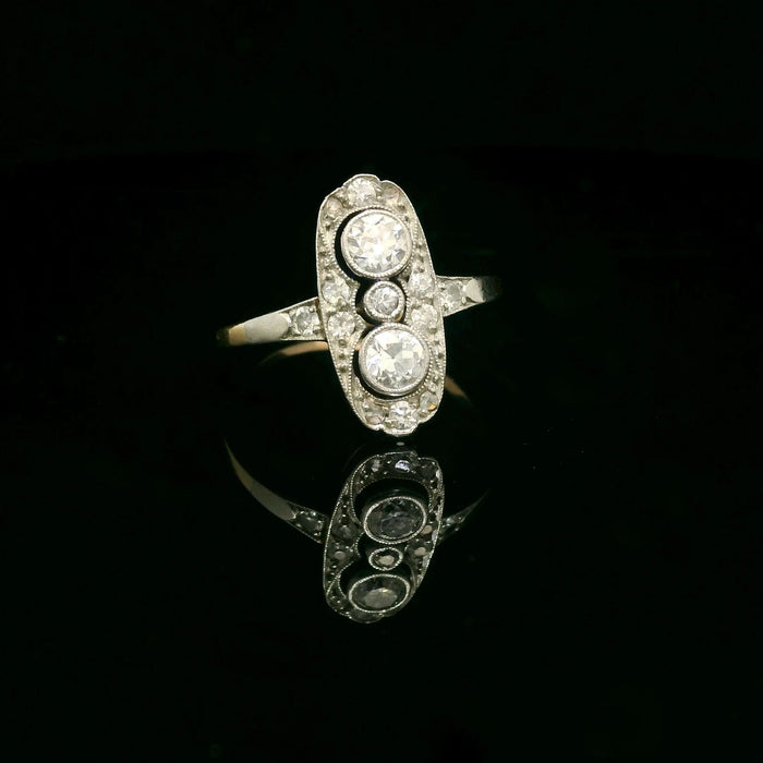 Bague 53 Bague or jaune platine diamants 1910 58 Facettes