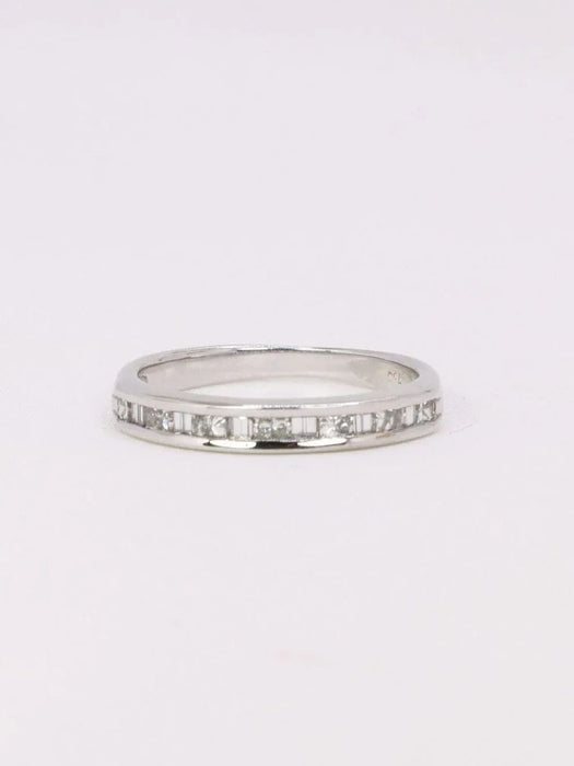 Bague 51 Alliance or blanc diamants baguette 58 Facettes J366