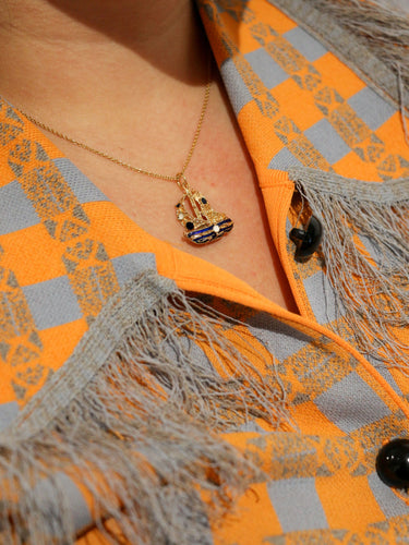 Pendentif Pendentif Or et Email Bleu et Blanc 58 Facettes 160