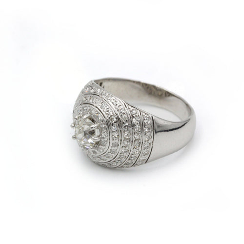 Bague 62 Bague Bombée - Platine & Diamants 58 Facettes 220488R