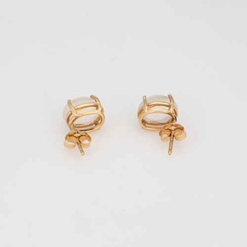 Vintage örhängen med stift i gult guld och månsten 