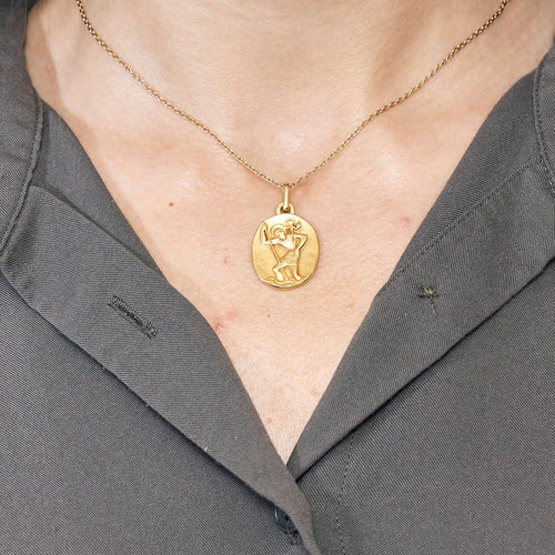 Pendentif AUGIS - Médaille religieuse or jaune, Jésus et saint Jean Baptiste 58 Facettes CHOL09262