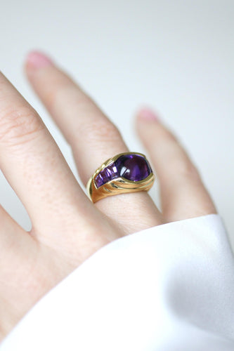 Bague 49 Bague à gaudrons Or Jaune, Améthyste 58 Facettes