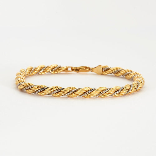 Bracelet Gourmette maille alternée or jaune et blanc 58 Facettes LP671