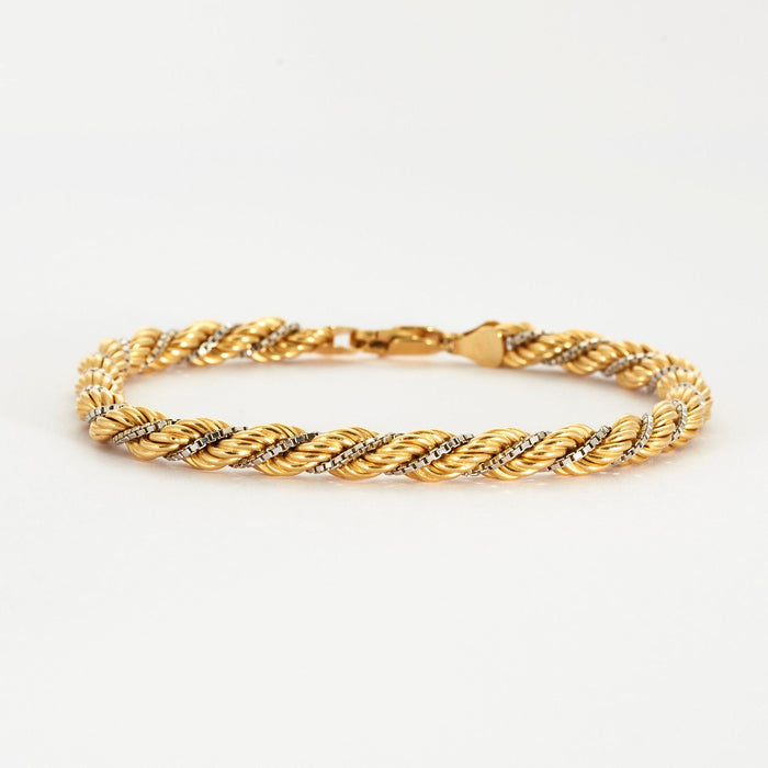 Yellow and white gold alternating link bracelet