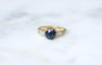 Bague 50 Bague Ancienne Solitaire Saphir 1,50 Cts et Diamants 58 Facettes