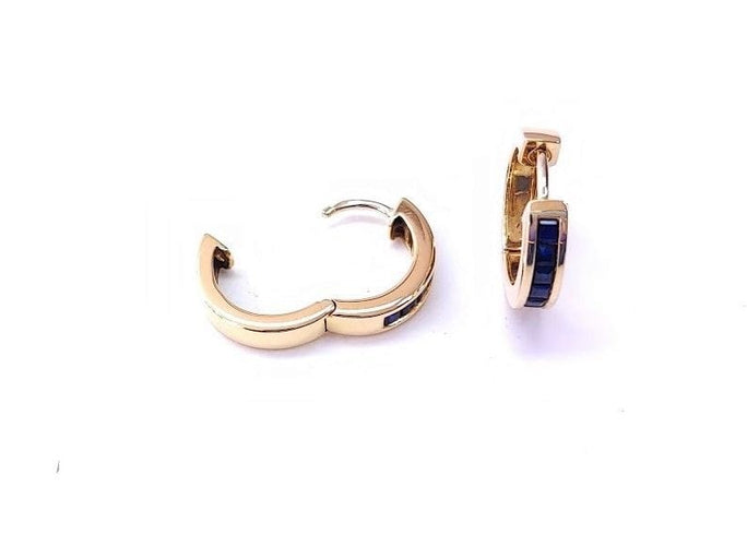 Boucles d'oreilles Créoles or jaune et saphir 58 Facettes Creol.Saph.1693