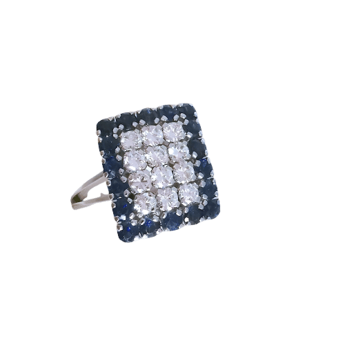 Bague 57.5 Bague Vintage (1970-1980) saphirs et diamants or gris 18K 58 Facettes 1757