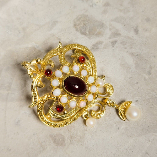 Pendentif Pendentif/broche antique en or jaune 14 carats 58 Facettes 2976