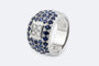 Bague Oro Bianco Alliance en or blanc avec diamants et saphirs 58 Facettes ANL921