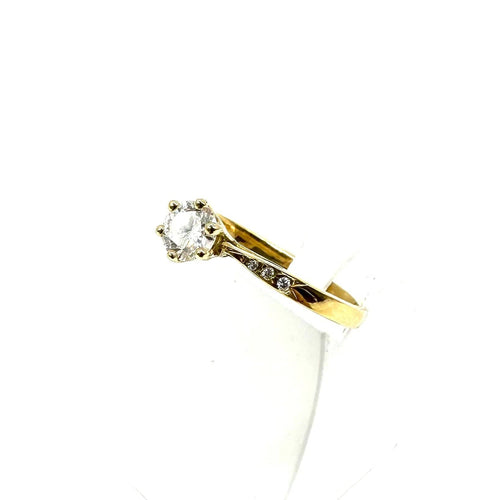Bague 59 Bague solitaire accompagnée or jaune et diamants 58 Facettes Z15B51484