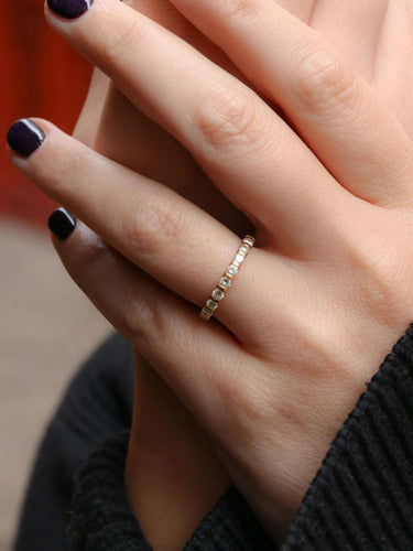 Bague 55 Alliance américaine or jaune diamants 1,2 carats 58 Facettes J44