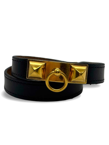 Bracelet Bracelet double tour Hermès Rivale plaqué or 58 Facettes 1170