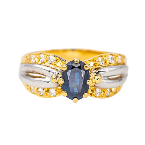 Bague 51 Bague Or jaune, Or blanc Saphir, Diamant 58 Facettes 4573819CN