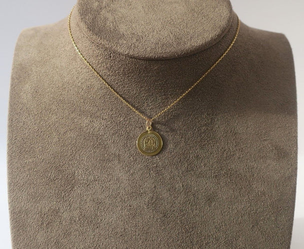 Pendentif Médaille pendentif biface XIXe N.D. de Fourvière en or jaune 18k 58 Facettes