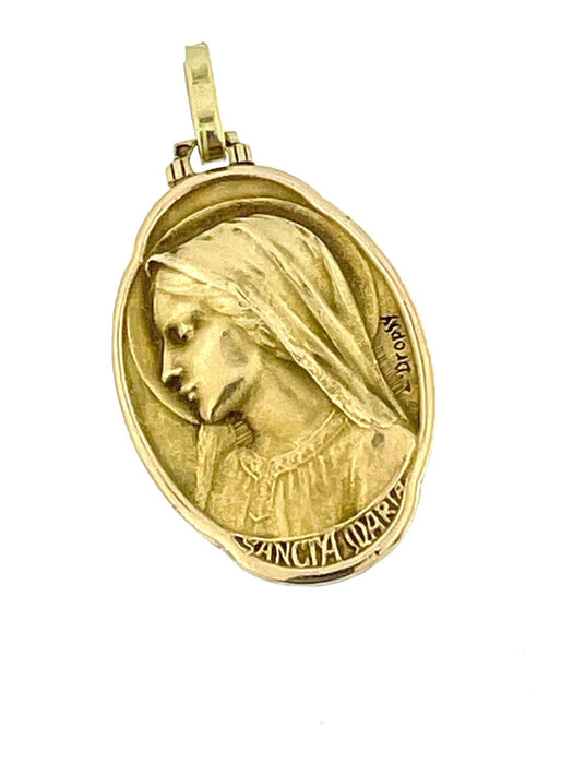 Pendentif Pendentif Français Art Nouveau Vierge Marie en Or Jaune signé par Emile Dropsy 58 Facettes