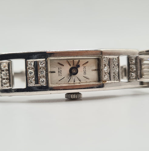 Montre Montre en platine et or blanc sertie de diamants anciens et diamants baguettes 58 Facettes