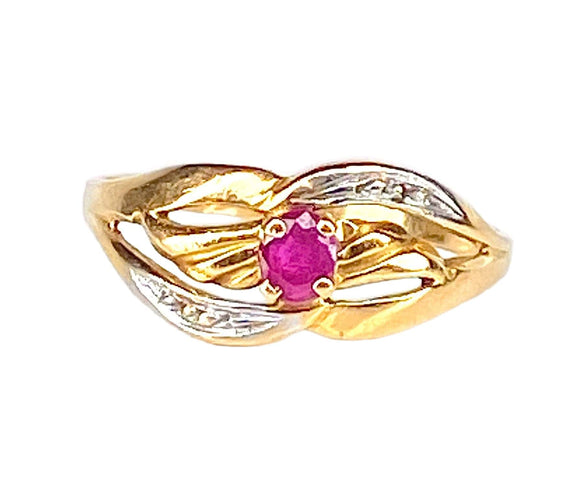 Bague 54 Bague or jaune et rubis 58 Facettes AB515