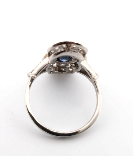 Bague 54 Bague en platine avec saphir et diamants 58 Facettes