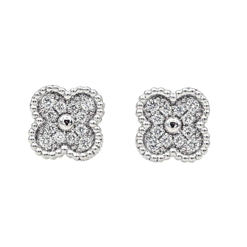 Boucles d'oreilles Van Cleef & Arpels Boucles d'oreilles Puces Sweet Alhambra Or blanc Diamant 58 Facettes 4160007RV