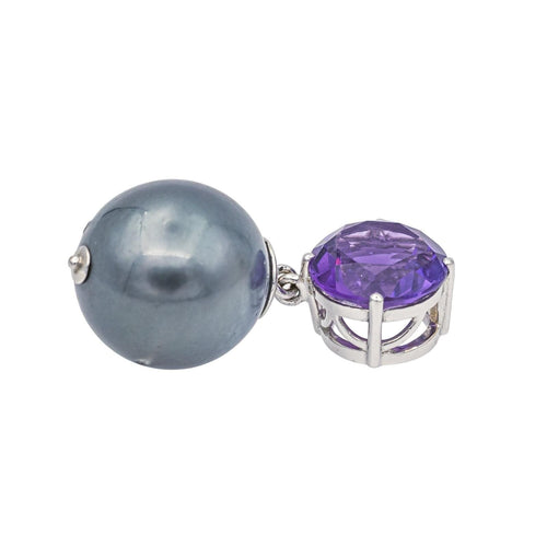 Pendentif Pendentif Or blanc Perle, Améthyste 58 Facettes 578317CD