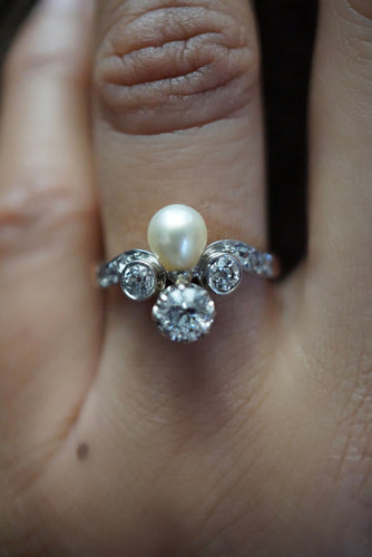 Bague 52 Bague duchesse or rose diamants et perle 58 Facettes SQ7932658