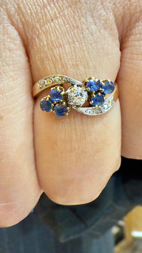 Bague 51 Bague ancienne en or saphir et diamants 58 Facettes