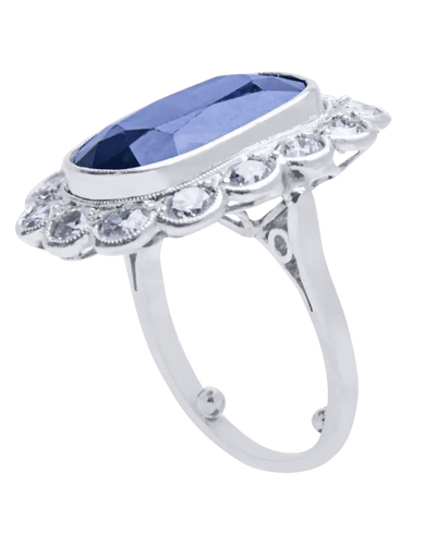 Bague Shiny Marguerite Or blanc 18K Saphir Diamant