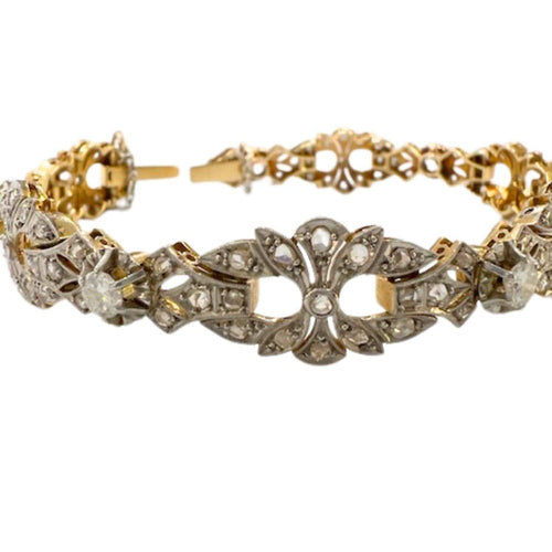 Bracelet Bracelet design Art Déco en or jaune et platine avec diamants 58 Facettes Q315B