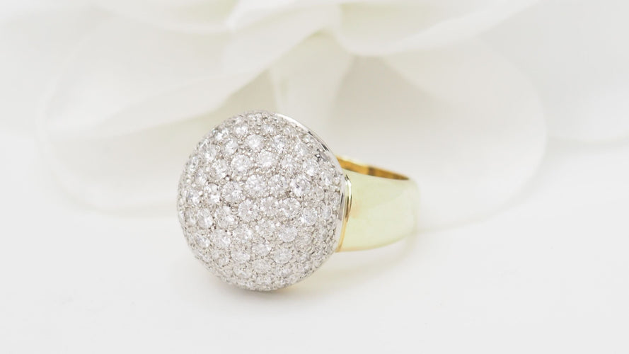 Bague 54 Bague boule en or jaune et diamants 58 Facettes 32585