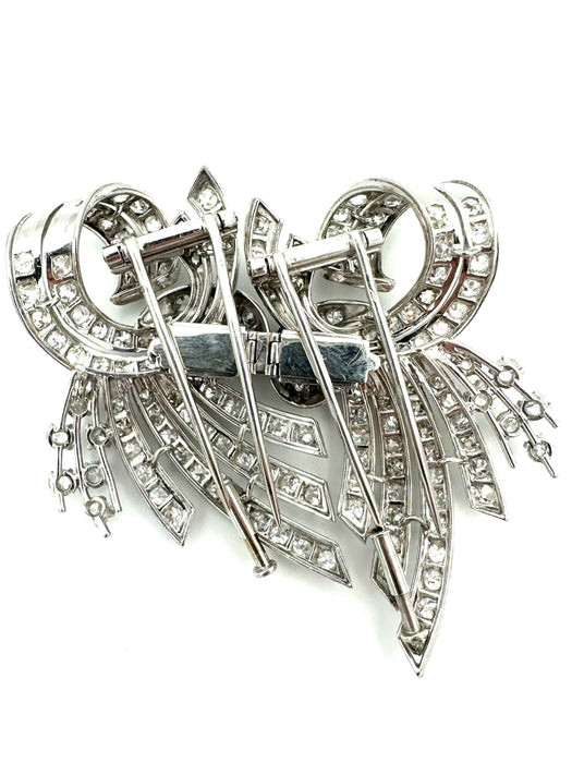 Broche Broche vintage double clips or, platine et diamants 7.5ct 58 Facettes