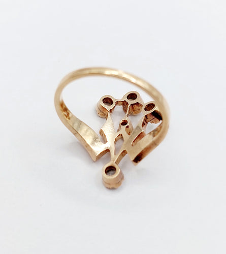 Antik hertuginde-ring i 14k rosaguld og rosen-cut diamanter 