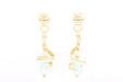 Boucles d'oreilles Boucles d'oreilles contemporaines en or jaune serties de topazes et de perles 58 Facettes 21523