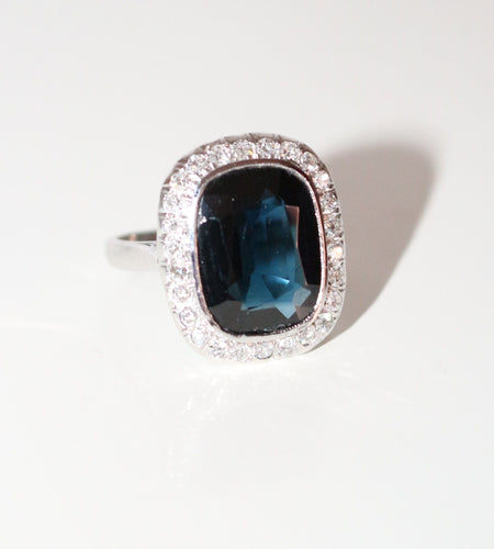 Bague 53 Bague Art Déco Saphir Diamants Platine 58 Facettes 565