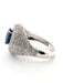 Bague 52 Bague or blanc avec saphir central et diamants 58 Facettes