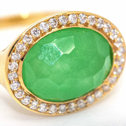 Bague 54.5 Bague DANZE Chrysoprase et Diamant 58 Facettes D361907SO