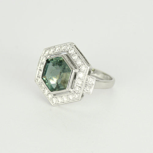 Bague Bague hexagonale tourmaline diamants 58 Facettes