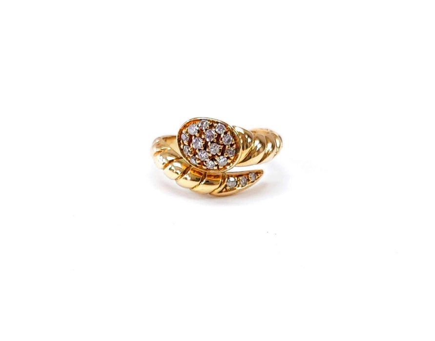 Gold and diamond snake ring