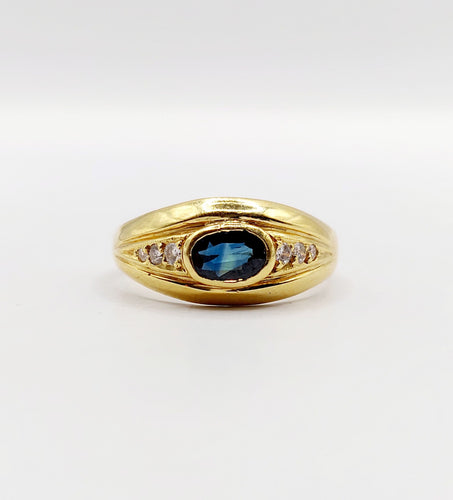 Bague 53 Bague jonc vintage or jaune, saphir et diamants 58 Facettes A06062