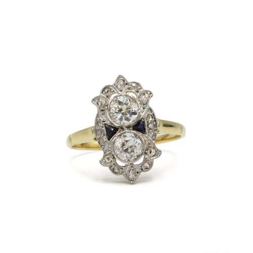 Bague 60 Bague art déco or 750 diamants et saphirs calibrés 58 Facettes 1300