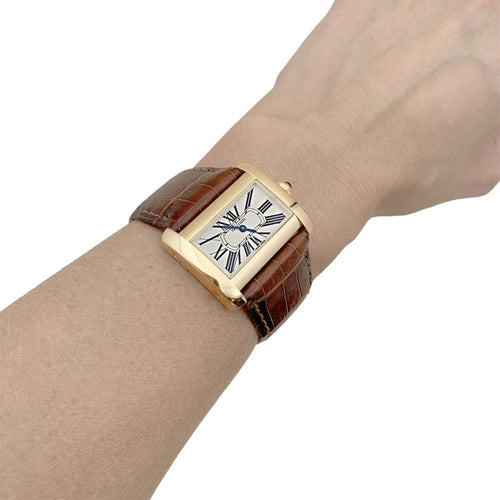 Montre Montre Cartier, "Divan", or jaune, cuir. 58 Facettes 34874