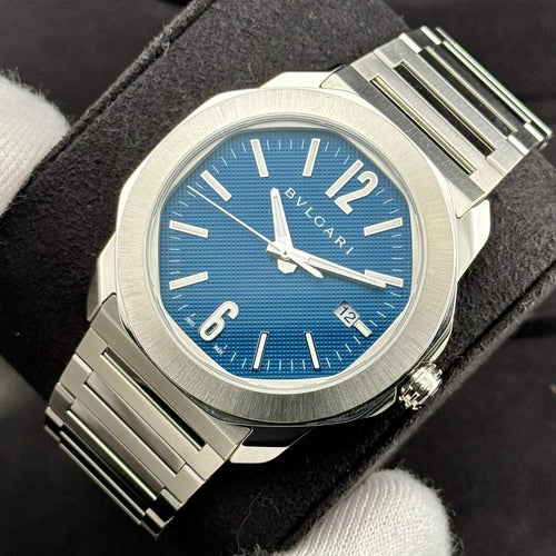 Montre Bulgari - Montre Octo Roma automatique 41 mm cadran bleu full set 58 Facettes
